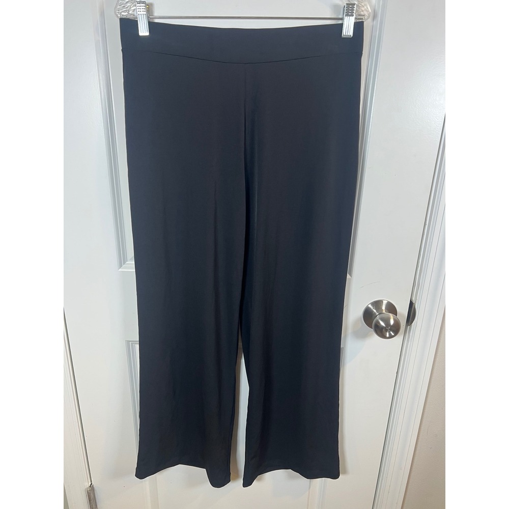 JM Collection Petite Womens Wide Leg Pull On Dress Pants Black Size PL